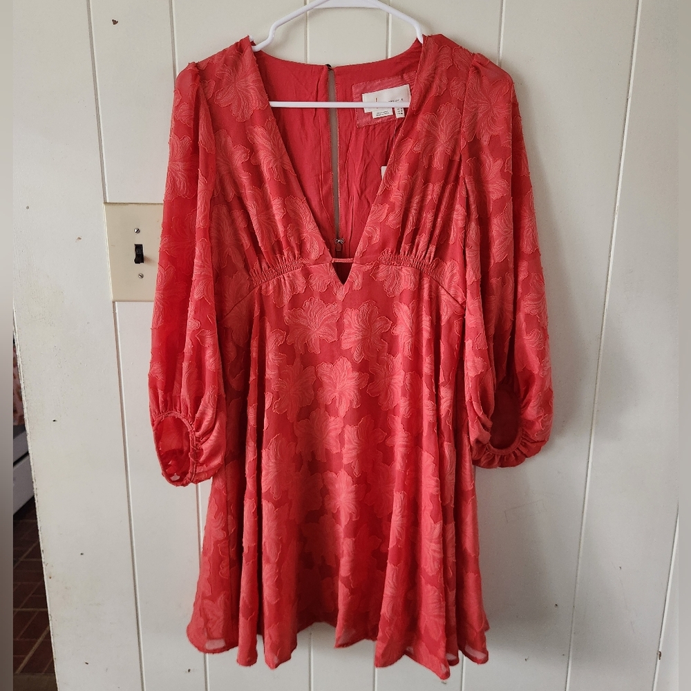 NWT Anthropologie Raspberry Floral Textured Dress Size 0